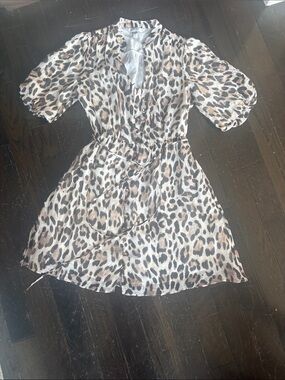 Ever New Leopard Print Mini Dress - Beige & Black